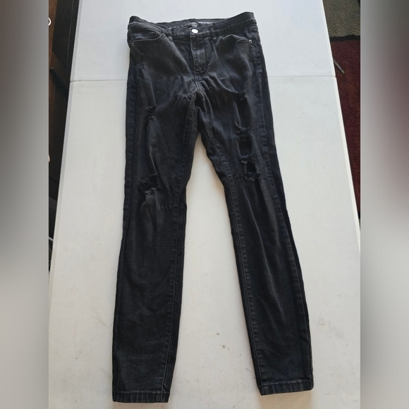 Ny&C Jeans Women Size 6 Black 28x30 Light Wash High Rise Distressed Skinny - Picture 2 of 11